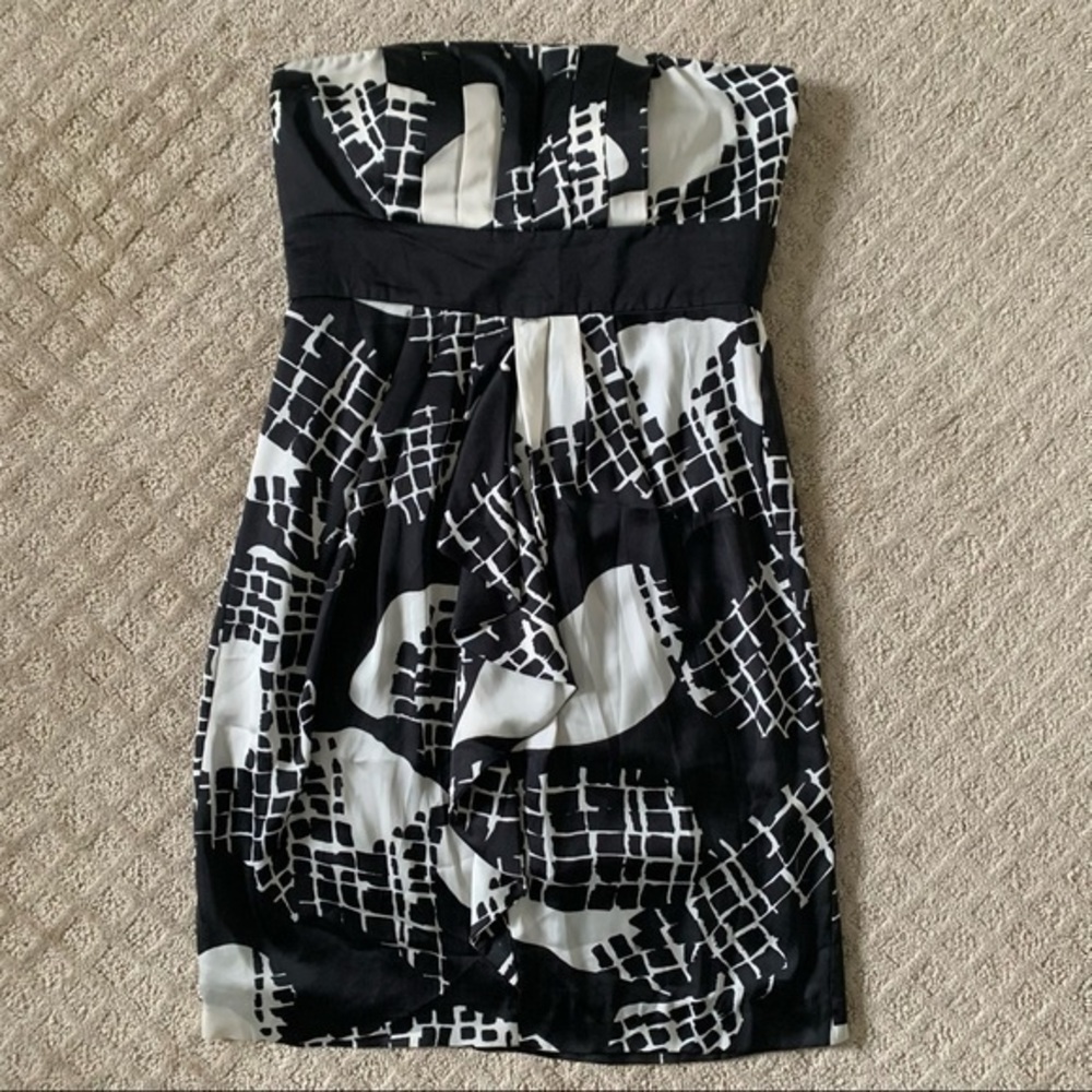 NFS.     Max and Cleo black and white strapless mini cocktail dress size 10